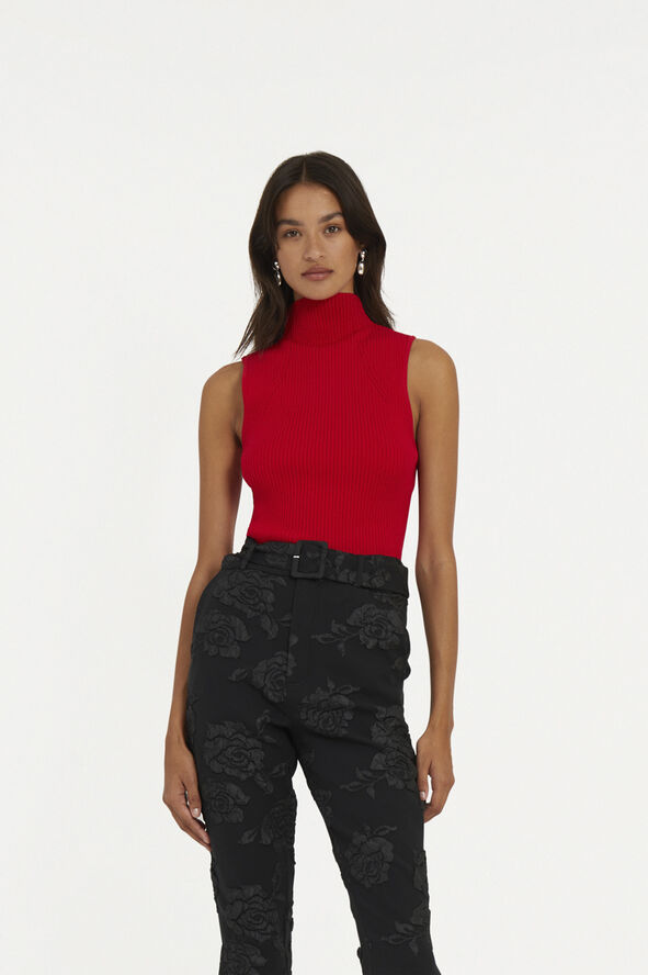 ROTATE Birger Christensen Knit Sleeveless Top Racing red