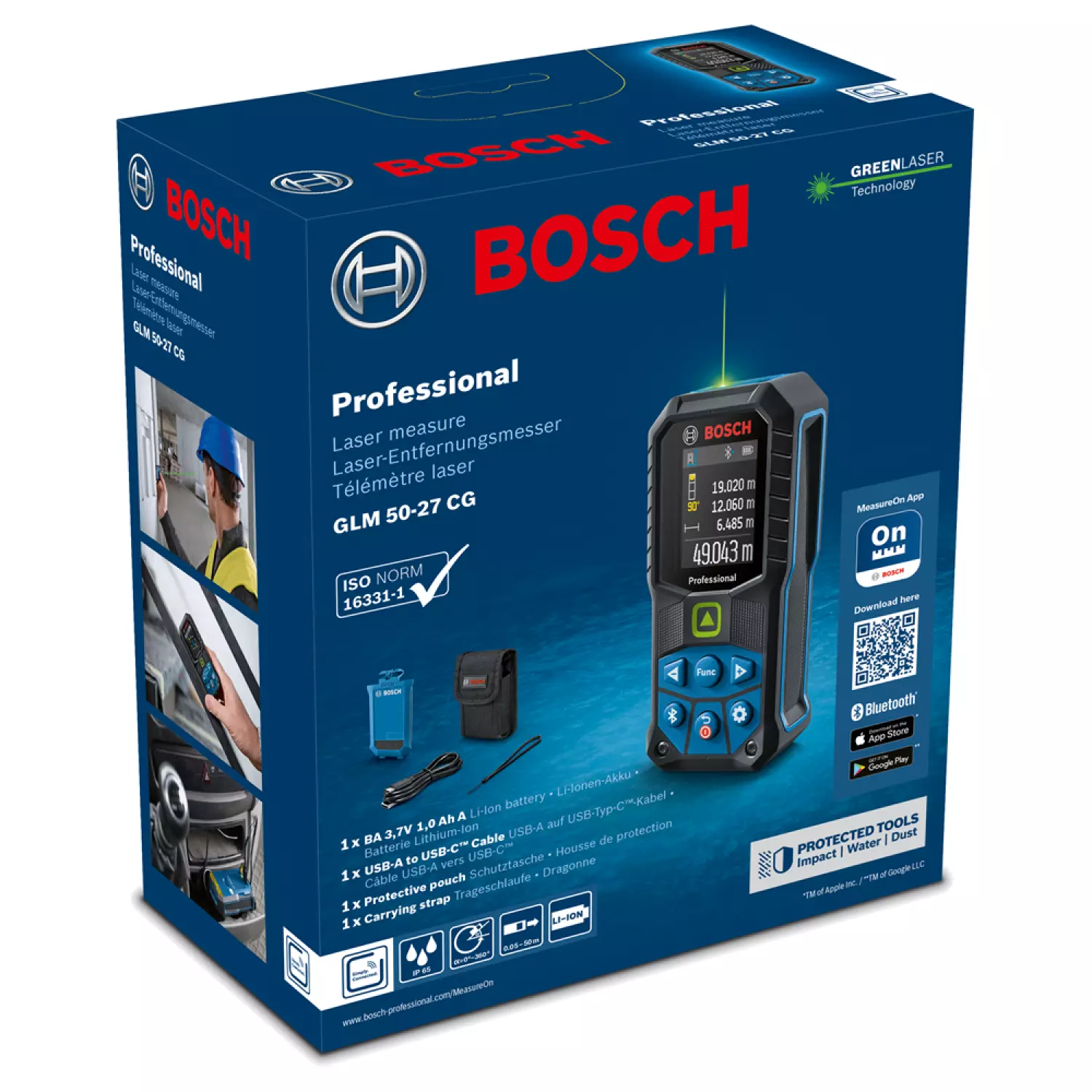 Bosch GLM 50-27 CG Professional Laserafstandsmeter inclusief oplaadbare accu - 50m - groen