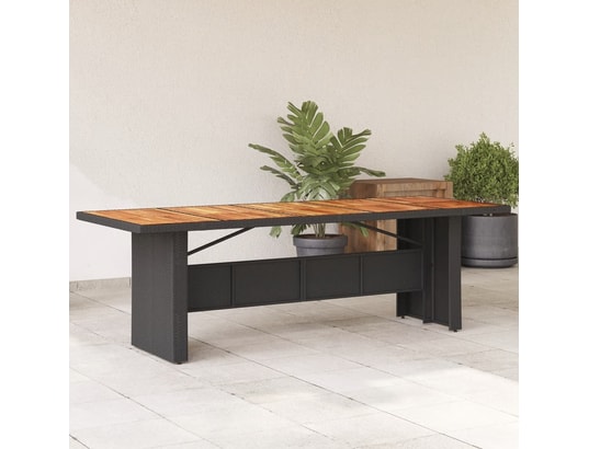 VIDAXL - Table de jardin et dessus en bois d'acacia noir résine tress...
