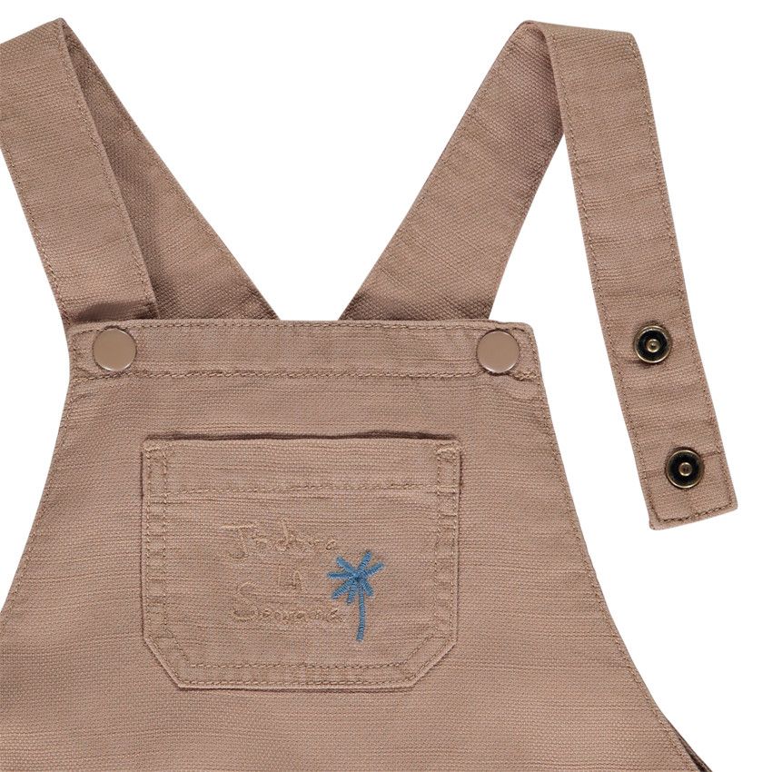 Ensemble 2 pièces avec salopette courte pour bébé garçon - Ecru