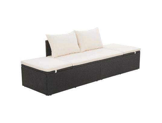 VIDAXL - Lit de jardin noir 195x60 cm résine tressée
