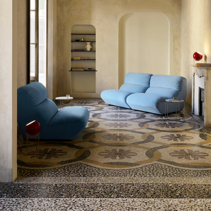 &Tradition - Hi Lo 2-Sitzer Sofa, Konfiguration A, blau (Stoff Kvadrat Gentle 0733)