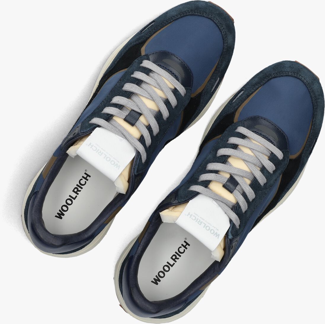 blauwe woolrich lage sneakers retro sneaker man camoscio