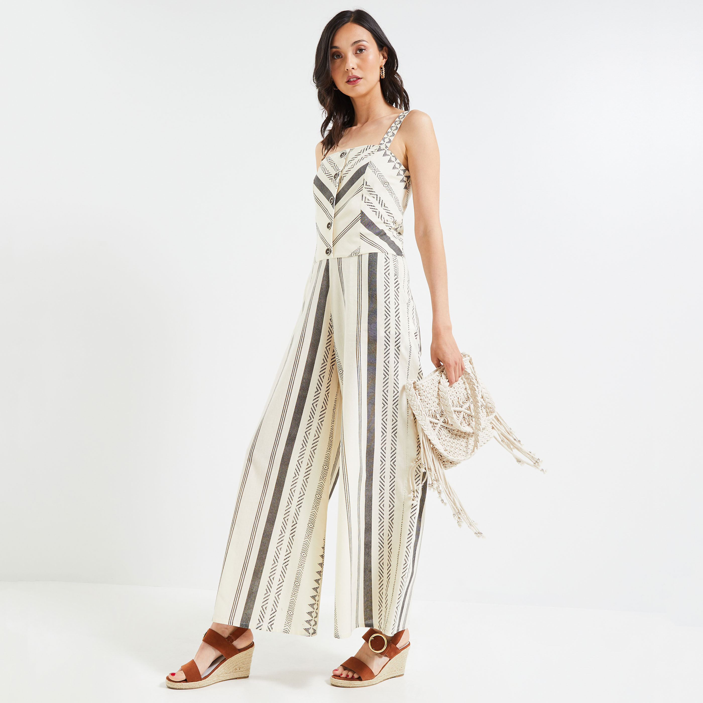 Combinaison larges bretelles femme - ECRU
