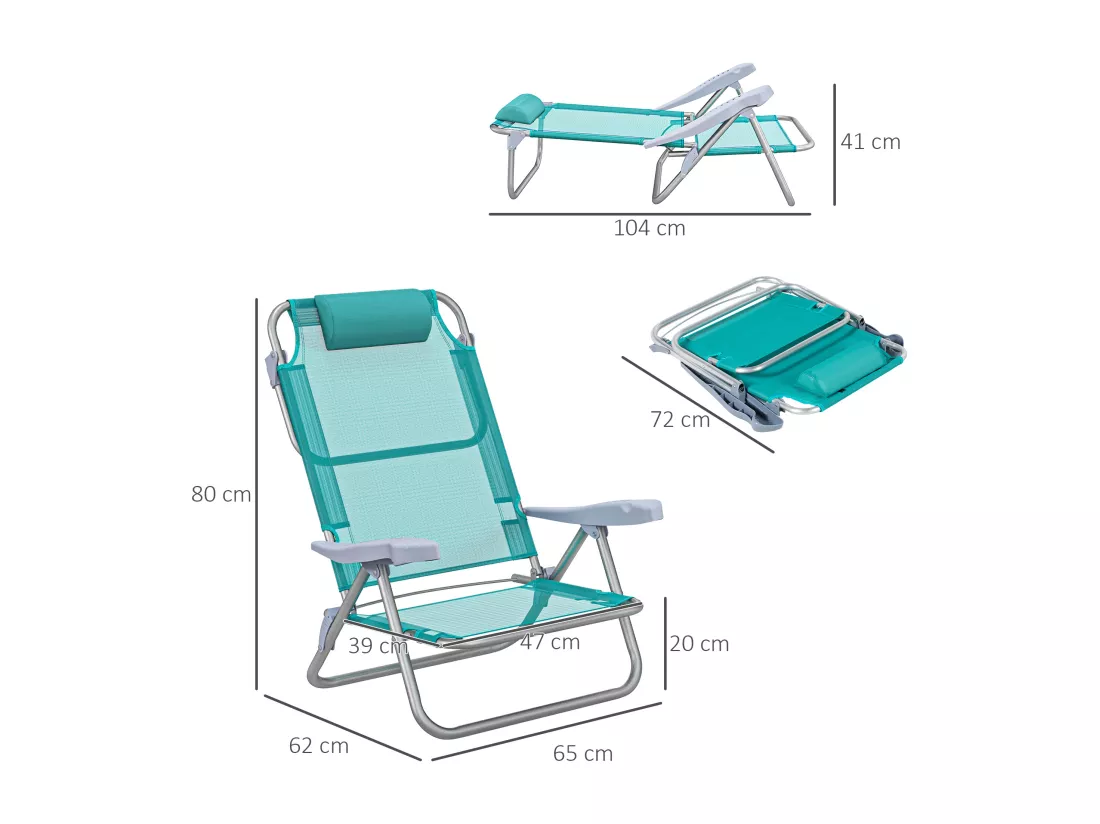Lot de 2 chaises de jardin camping plage pliables tétière dossier inclinable 6 niv. alu. teslin gris