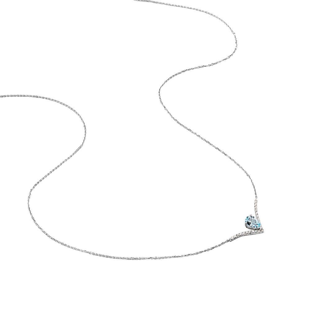 Collier Marlene Or Blanc Topaze Et Oxyde De Zirconium