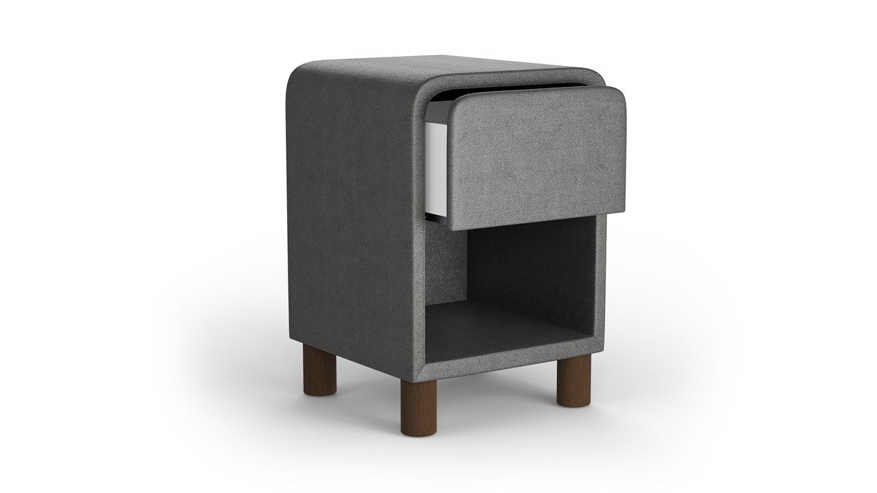 Nachtkast rond B Bright met 1 lade en poten dark grey