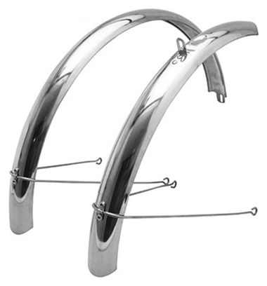 GARDE BOUE VTT-CITY TRINGLES 26-650B INOX ARGENT 60mm (PAIRE) LIVRE AVEC JEU DE TRINGLES