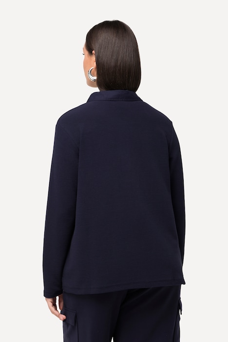 Sweatshirt, Ottoman-Querrippen, Hemdkragen, Langarm