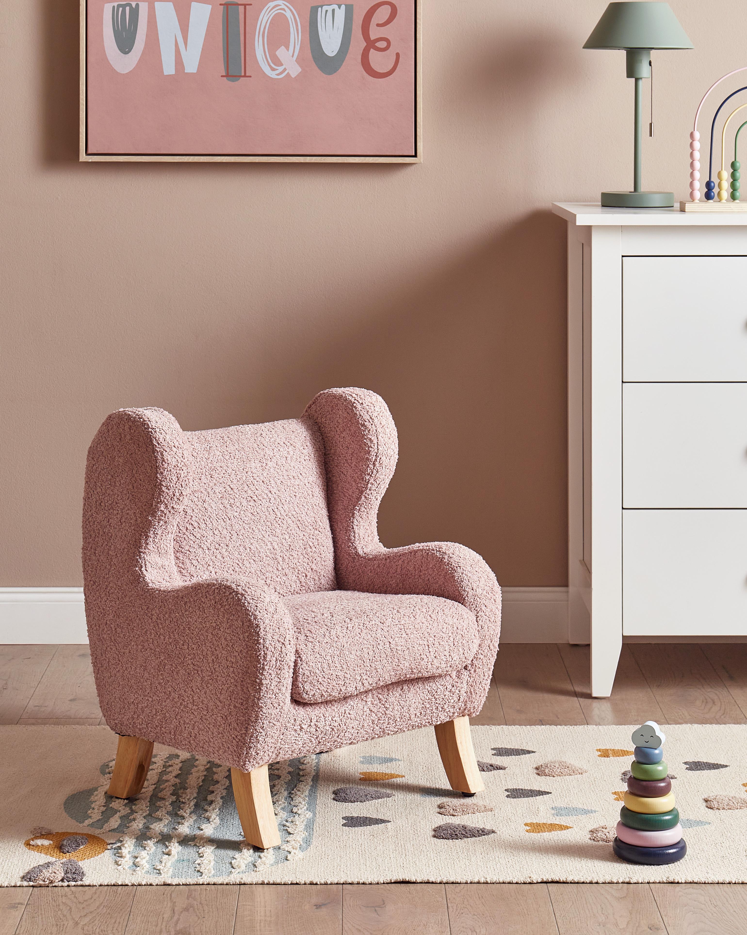 Kinderfauteuil FARUM Bouclé Roze