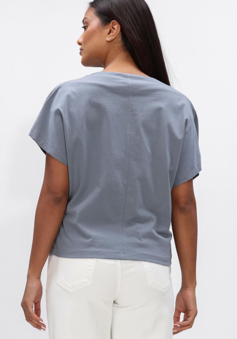 grijze closed t-shirt draped neck t-shirt