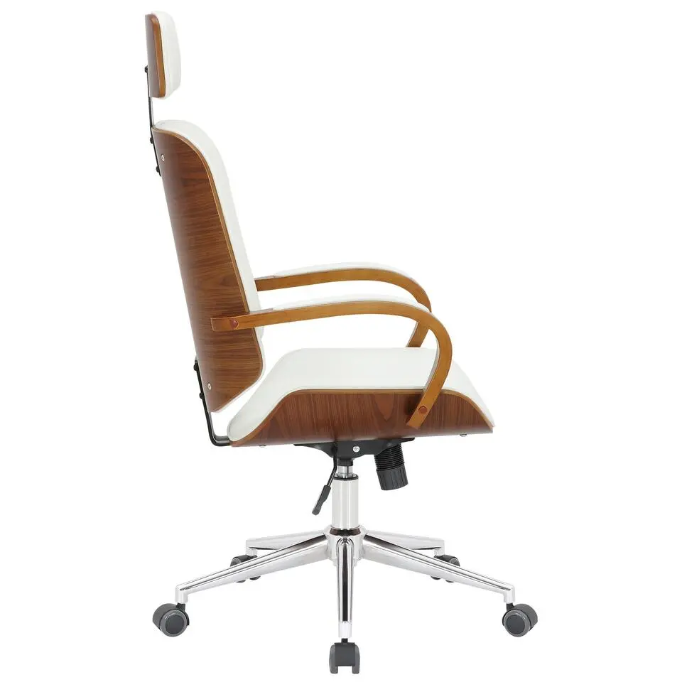 CLP Bureaustoel Dayton walnoot Frame - Kunstleer - walnoot/wit