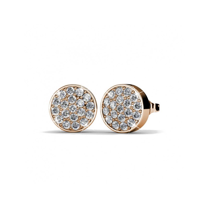 Boucles d'oreilles Round - Or Rosé et Cristal