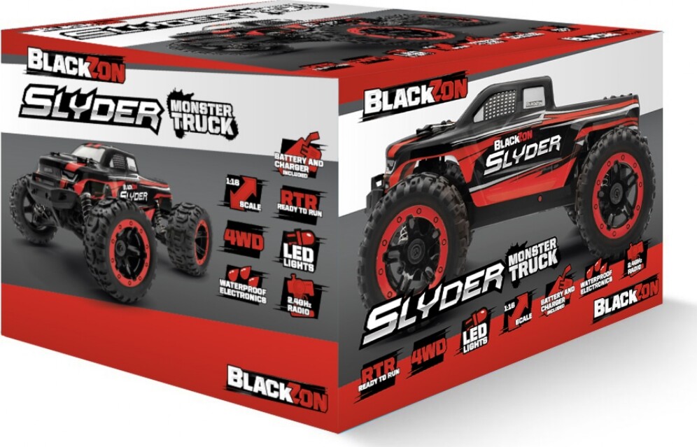 Blackzon - Slyder Monster Truck Fjernstyret - 1:16 - Rød
