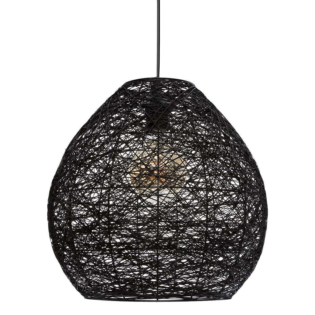 Suspension à fil cage tressée coton MONA noire D 34cm