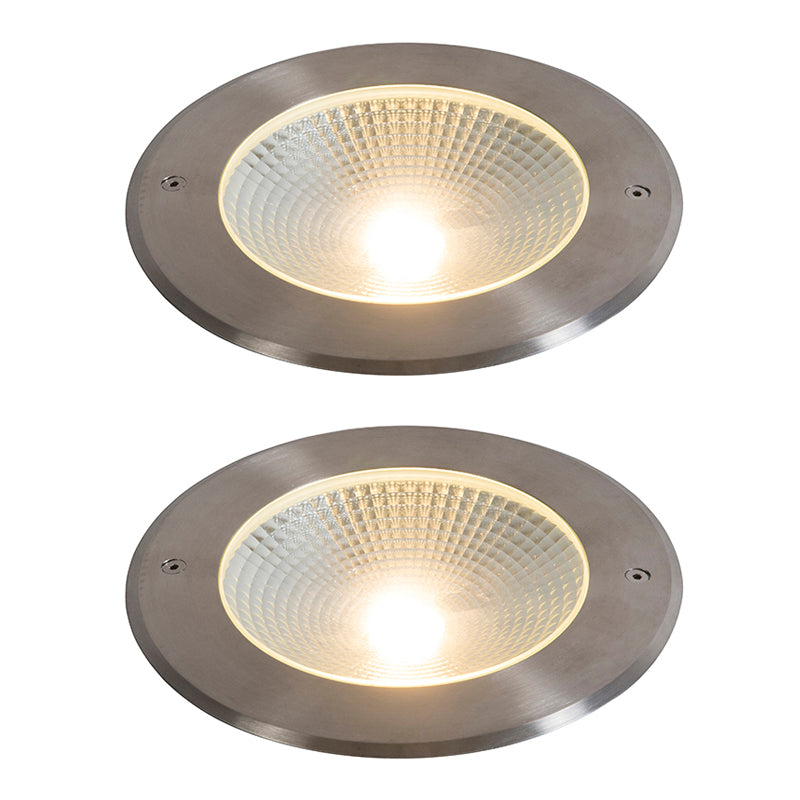 QAZQA Set van 2 moderne grondspots staal incl. LED 20W - Bridge