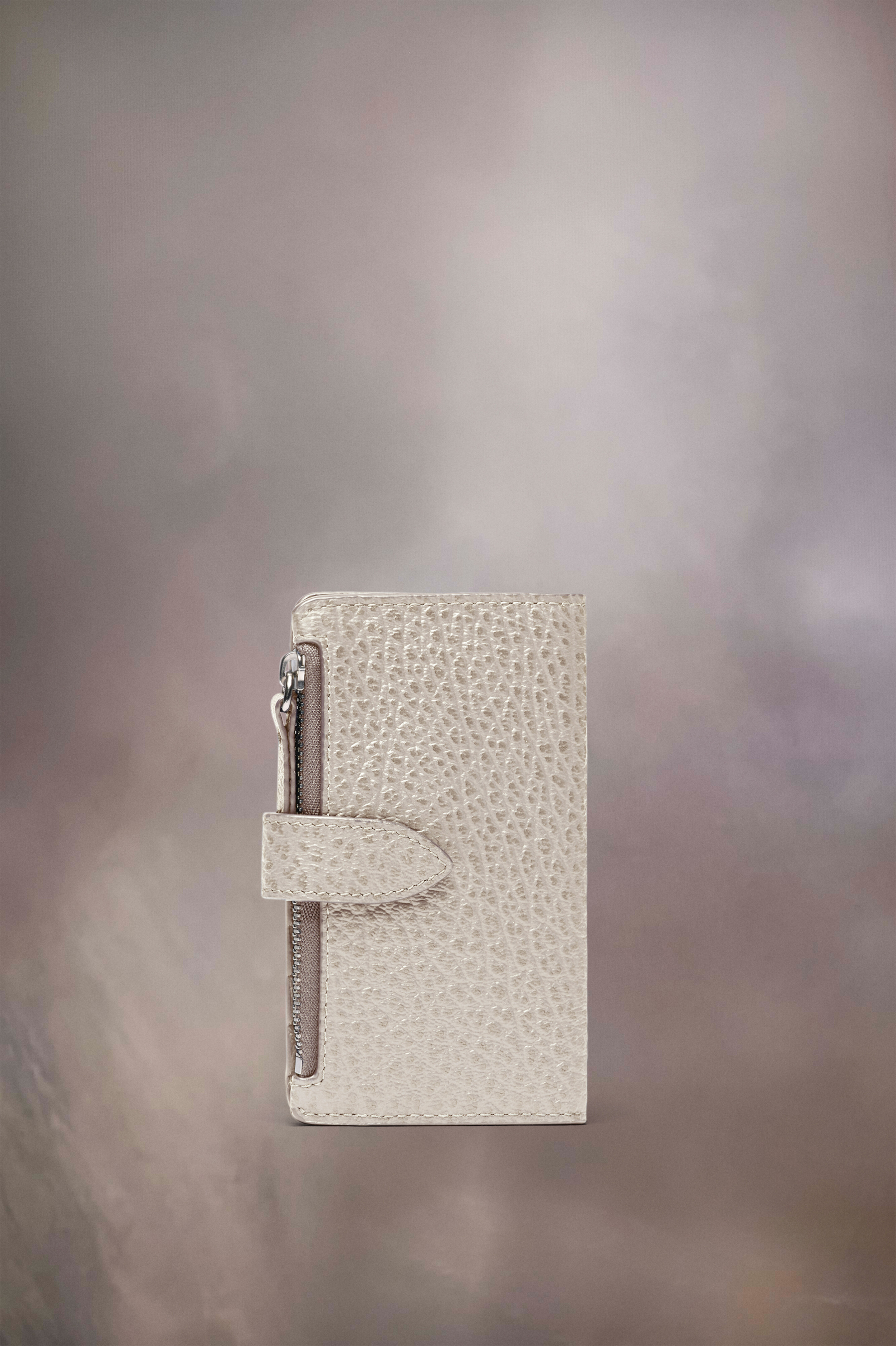 Four stitches zip wallet Gris clair