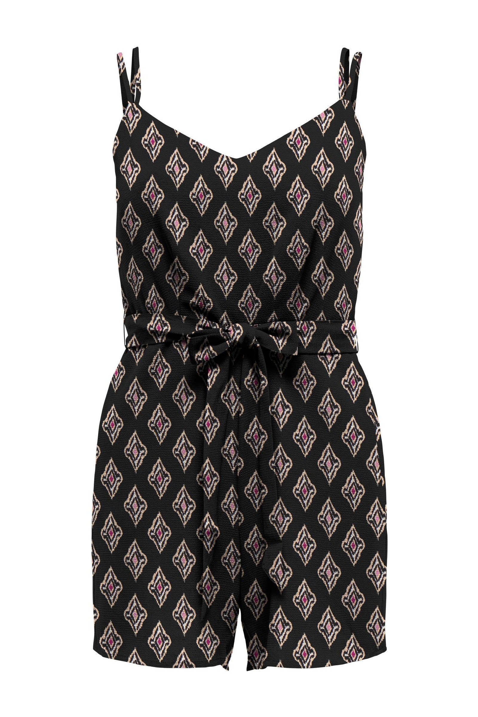 ONLY playsuit ONLNOVA met all over print zwart/ rood