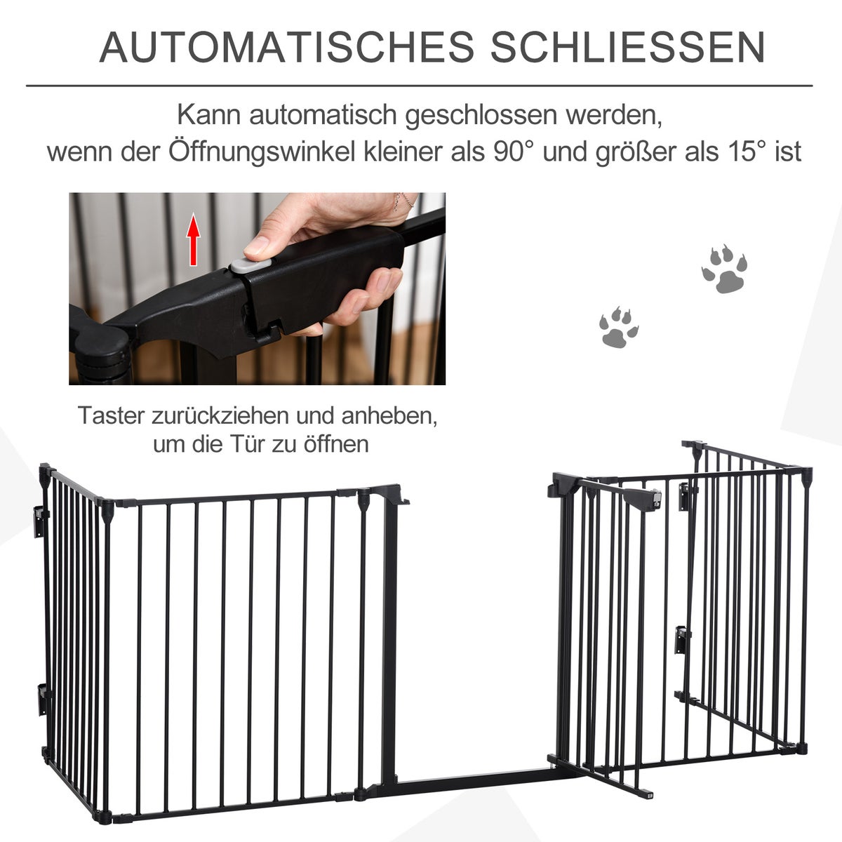 PawHut veiligheidshek, 300L x 3B x 74,5H cm, staal, kunststof, zwart