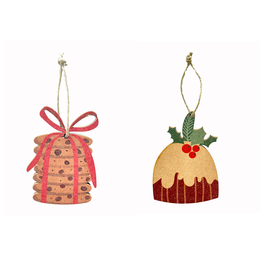Suspension en bois DIY thème Noël gourmand 1 H.6,5 cm - x12