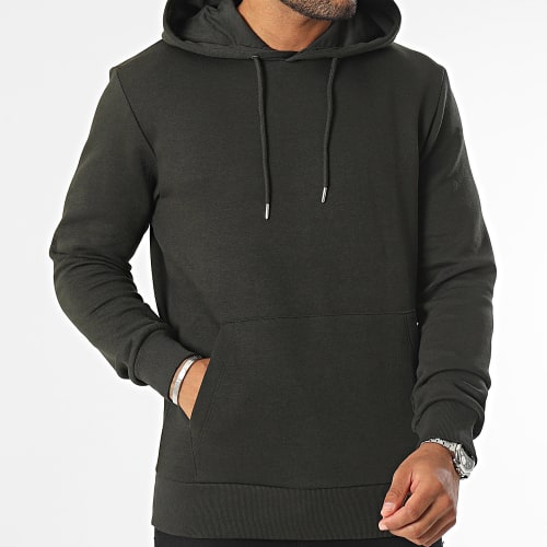 Sweat Capuche Basic Vert Kaki Foncé