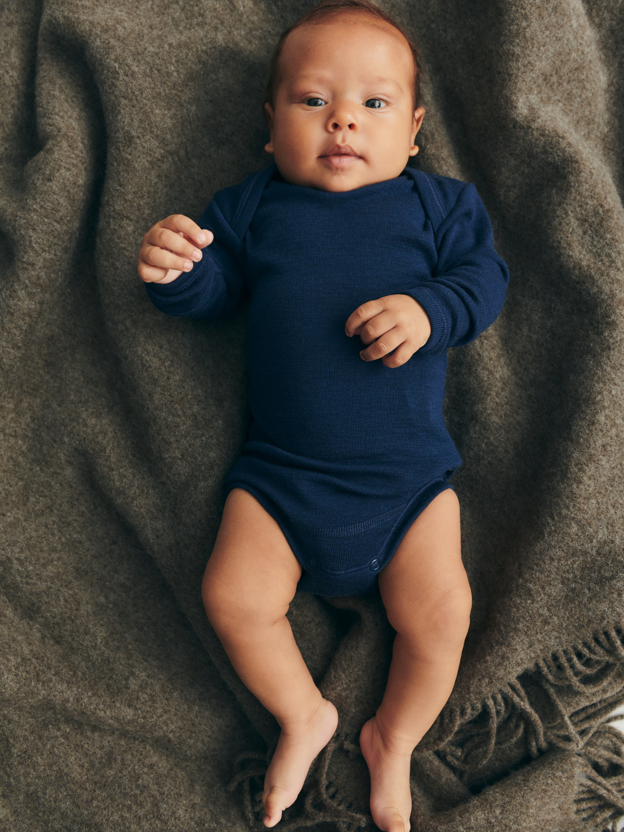 Romper met lange mouw van merinowol voor baby's