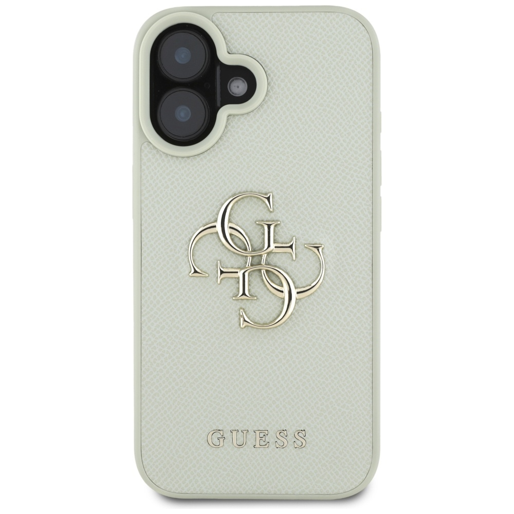 iPhone 16 Leder Hardcase Hülle Grained 4G Big Metal Logo (GUHCP16SPGT4MBN) - Türkis