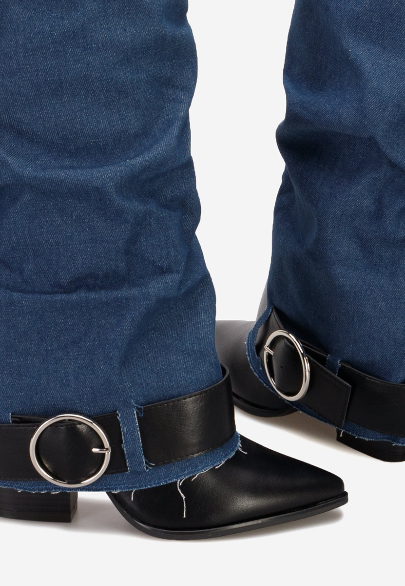 Bottes à talon carré denim Elisia