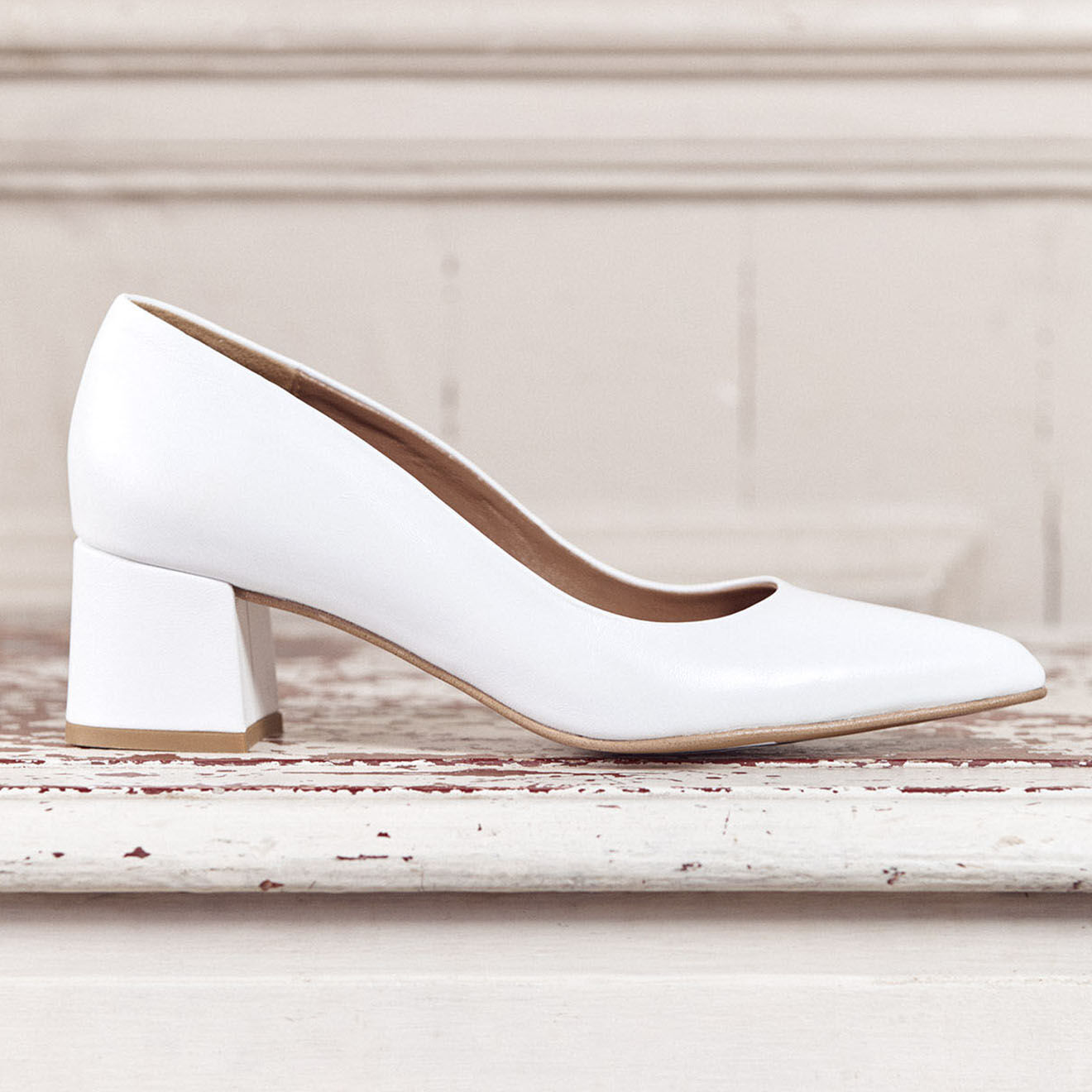 Mellow Yellow Escarpins en Cuir Giulia blancs - Talon 6 cm