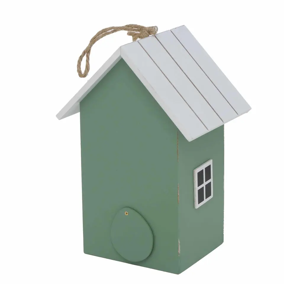 Boltze Vogelhuisje - groen met wit - houten nestkastje - 22 cm