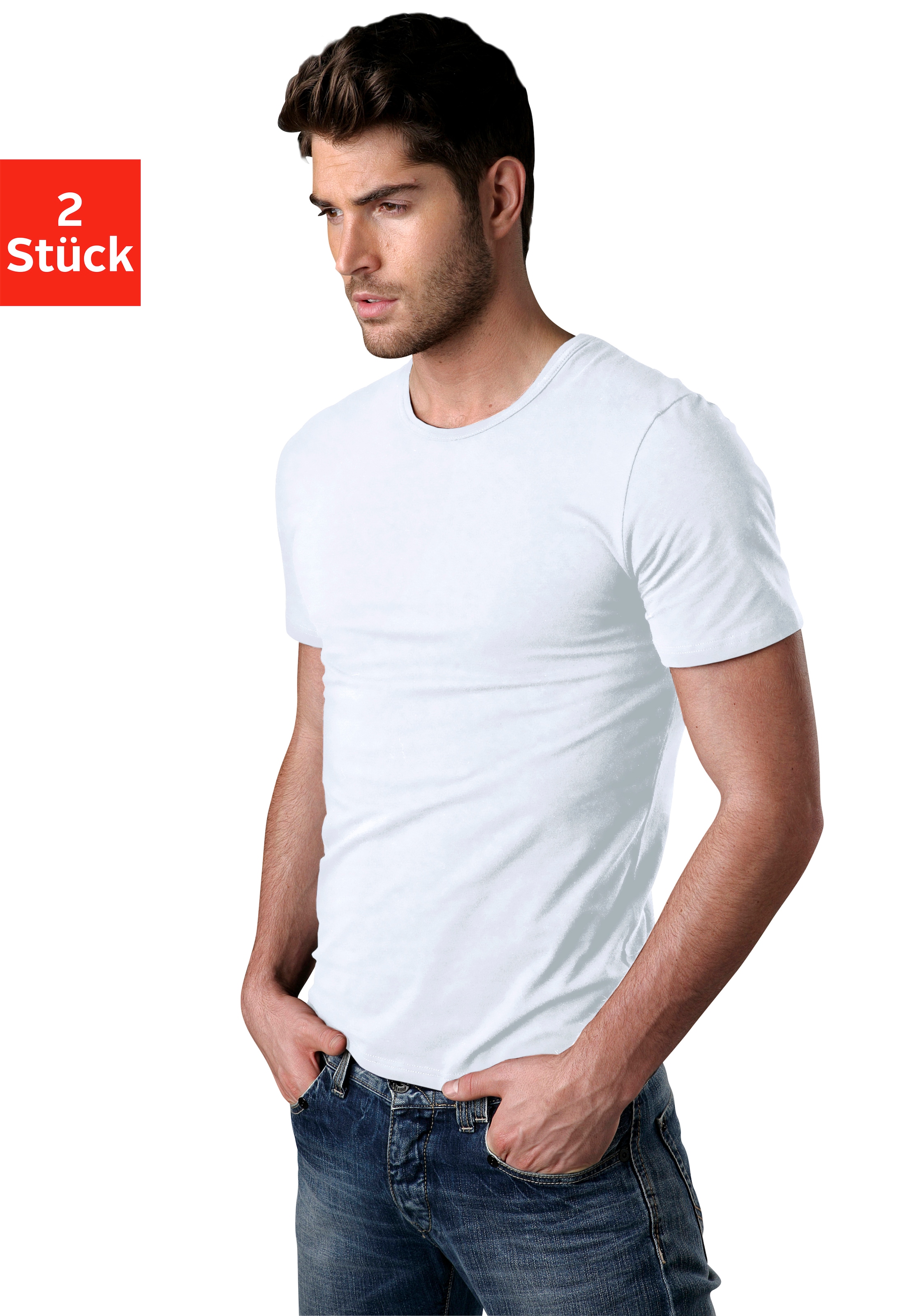 H.I.S T-Shirt 2er-Pack,  mit Rundhalsausschnitt perfekt als Unterziehshirt