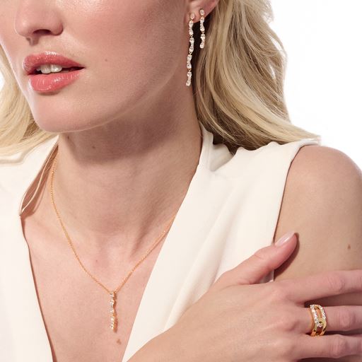 Sif Jakobs Jewellery Ellera Ovale Lungo Halskæde, Gold Plated, 45 cm