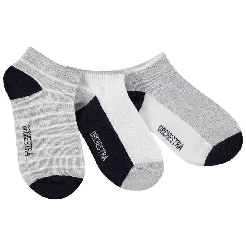 Lot de 3 paires de chaussettes courtes pour garçon - Gris chiné