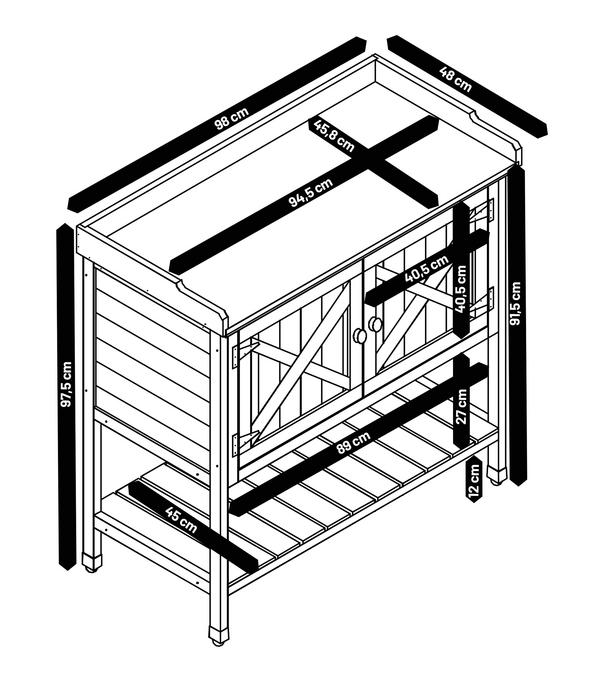 Habau Holz-Pflanztisch mit Unterschrank und