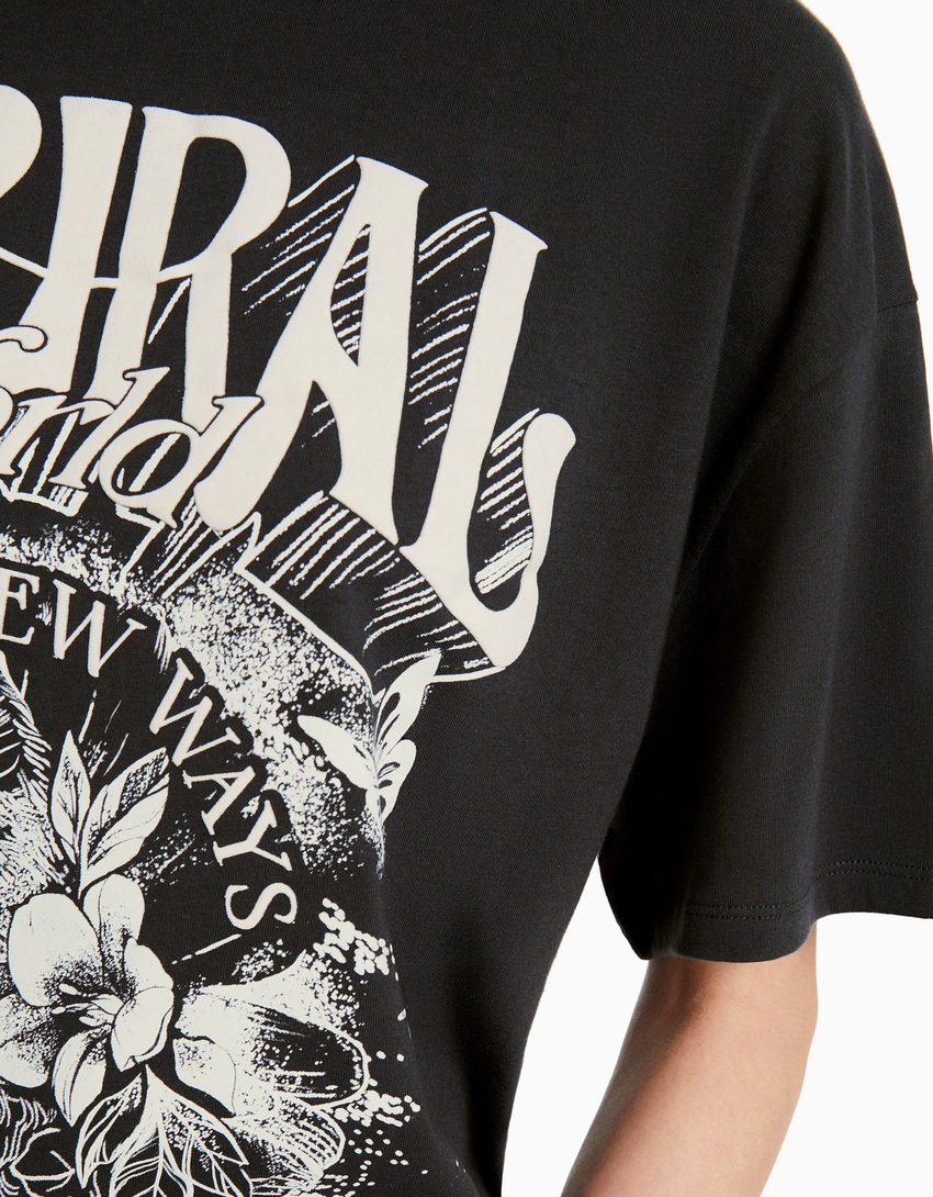 Camiseta oversized de manga curta estampada