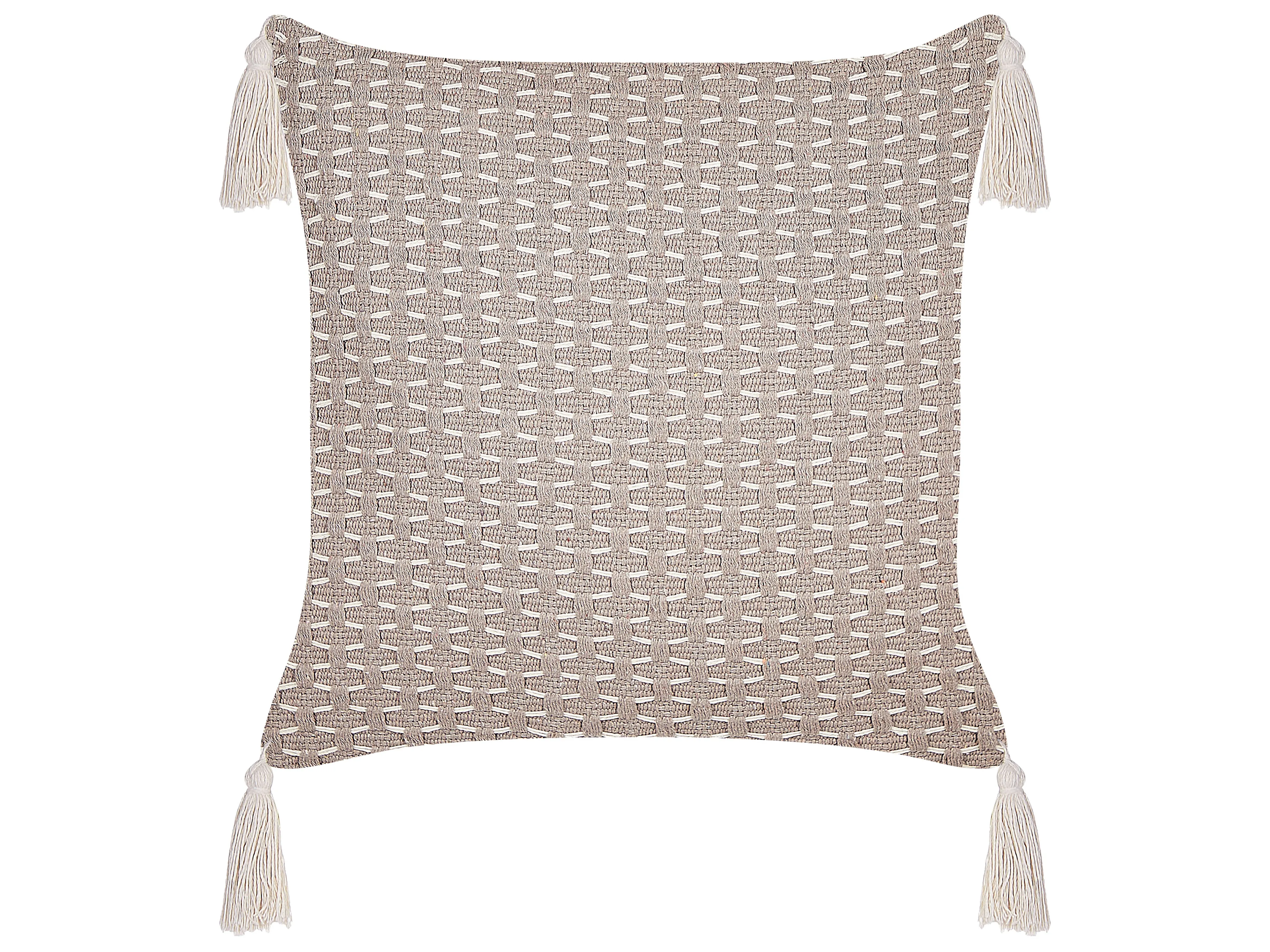 Set van 2 sierkussens HAKONE 42 x 42 cm Taupe geometrisch patroon