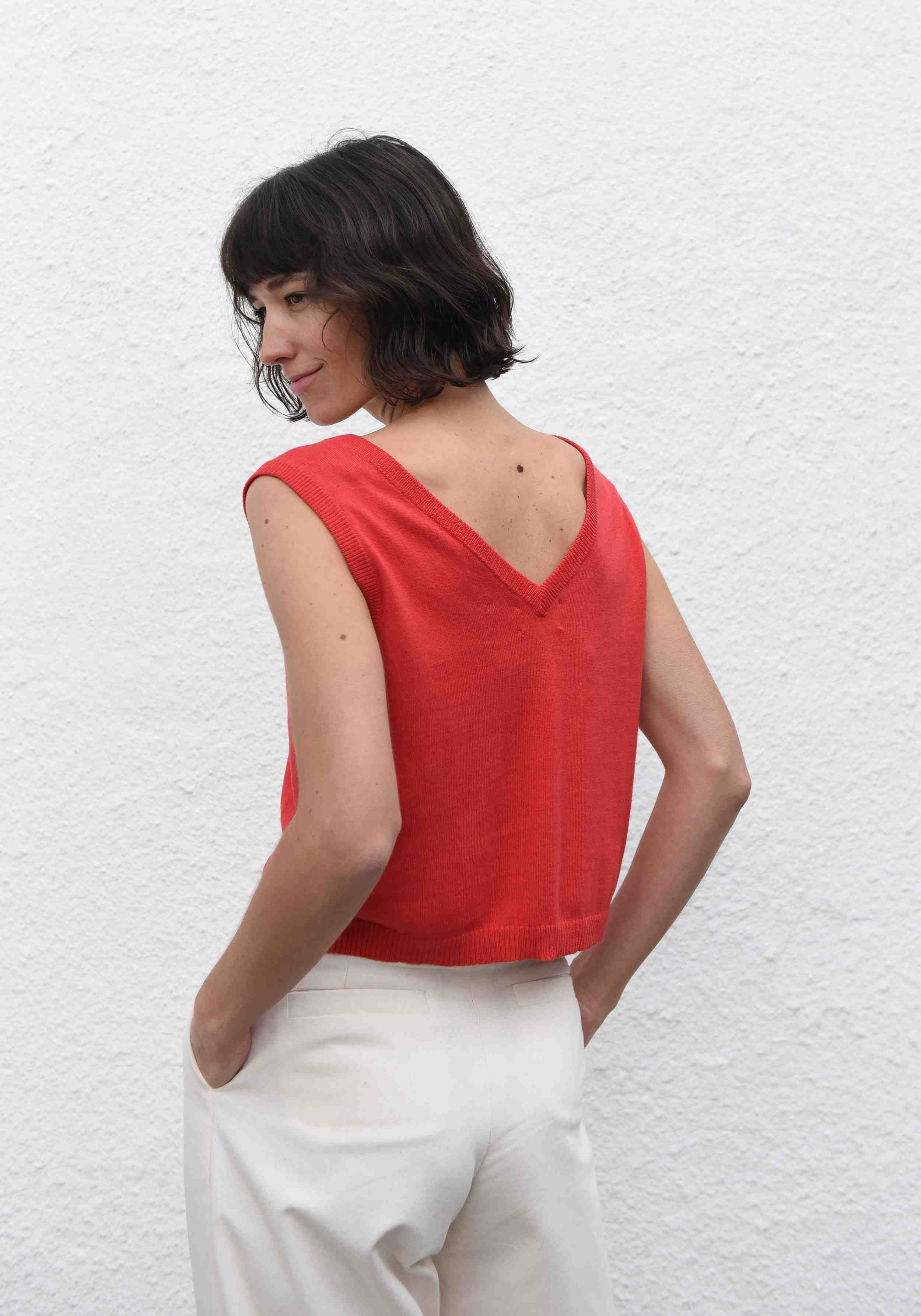 Jungle Folk Knit Top Flora Poppy Red