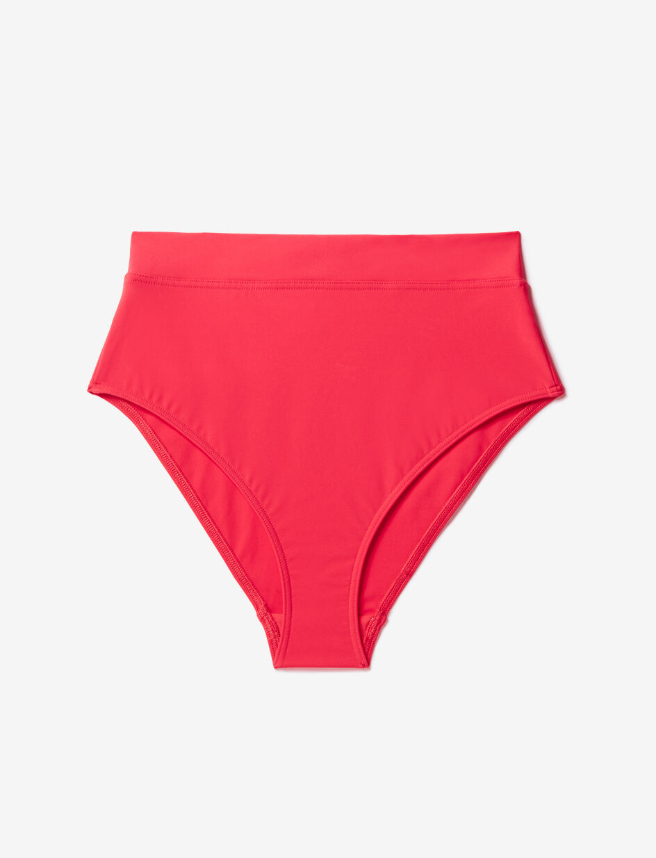 Culotte de bain taille haute - rose vitamine