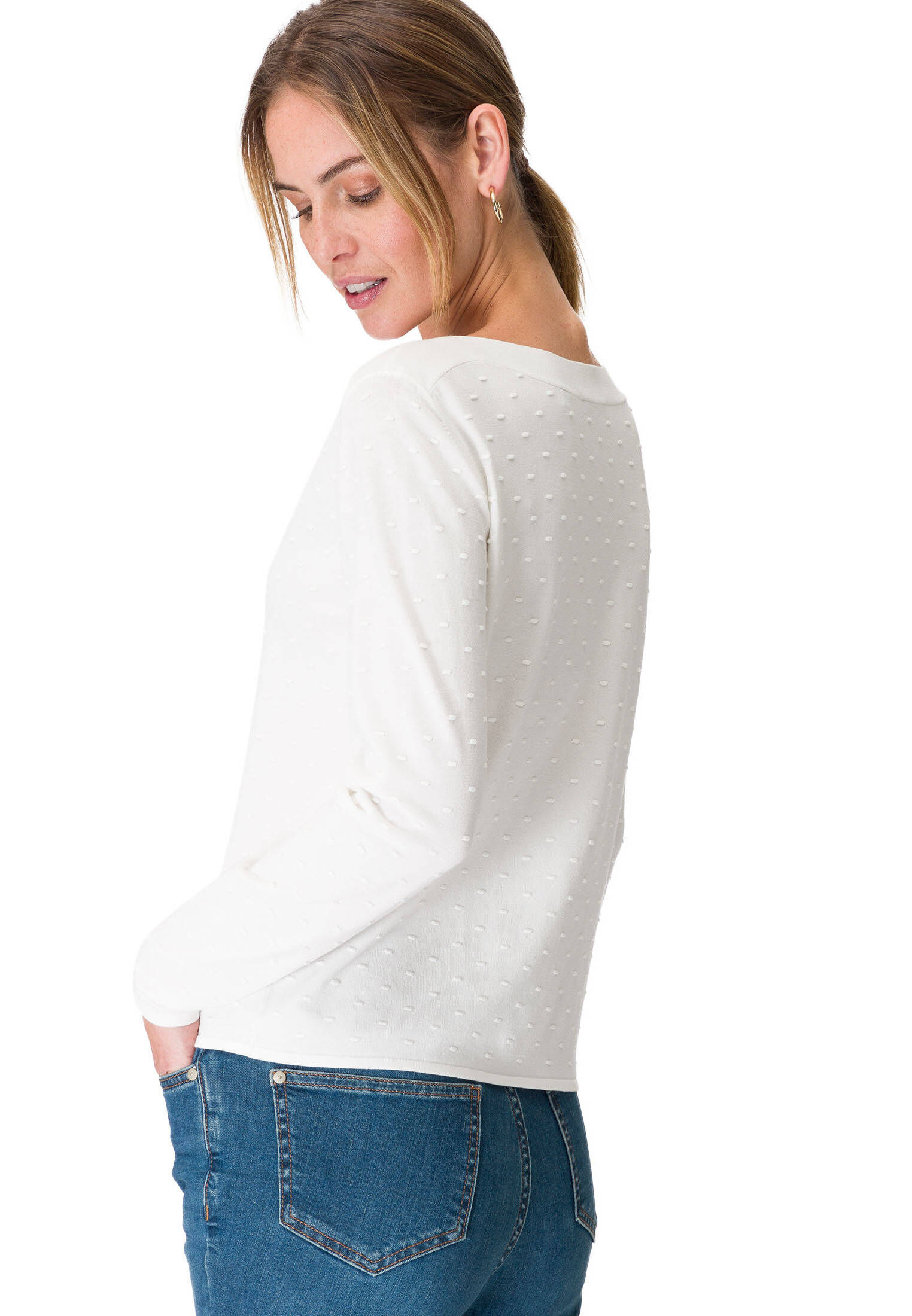 zero| Damen Pullover mit Punktstickerei