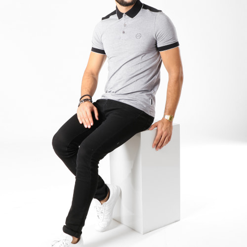 Polo Manches Courtes 8NZF76-Z8M5Z Gris Chiné
