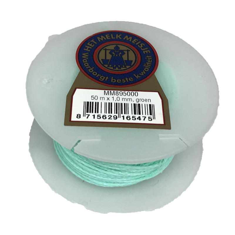 Melkmeisje metselkoord 50m nylon groen