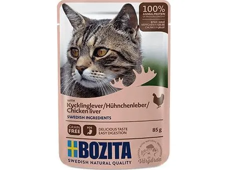 Bozita Kødboller i gelé med kyllingelever - kattepose - 85g