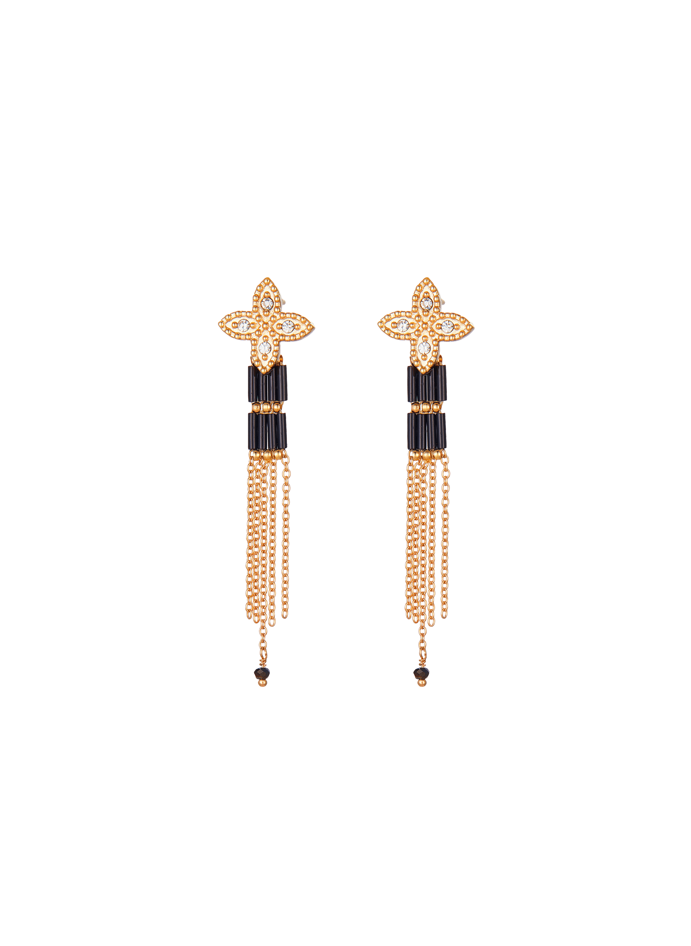 ALABASTER - Boucles d'oreilles pendantes pour oreilles percées en perles | Noir