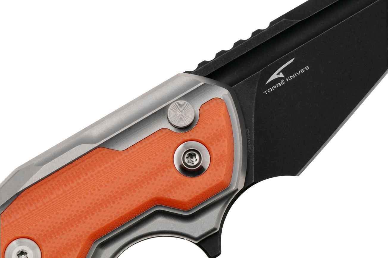 WE Knife Yardbird WE22021-1 Blackwashed CPM 20CV, Gray Titanium, Orange G10 Inlay, karambit zakmes, Maciej Torbé design