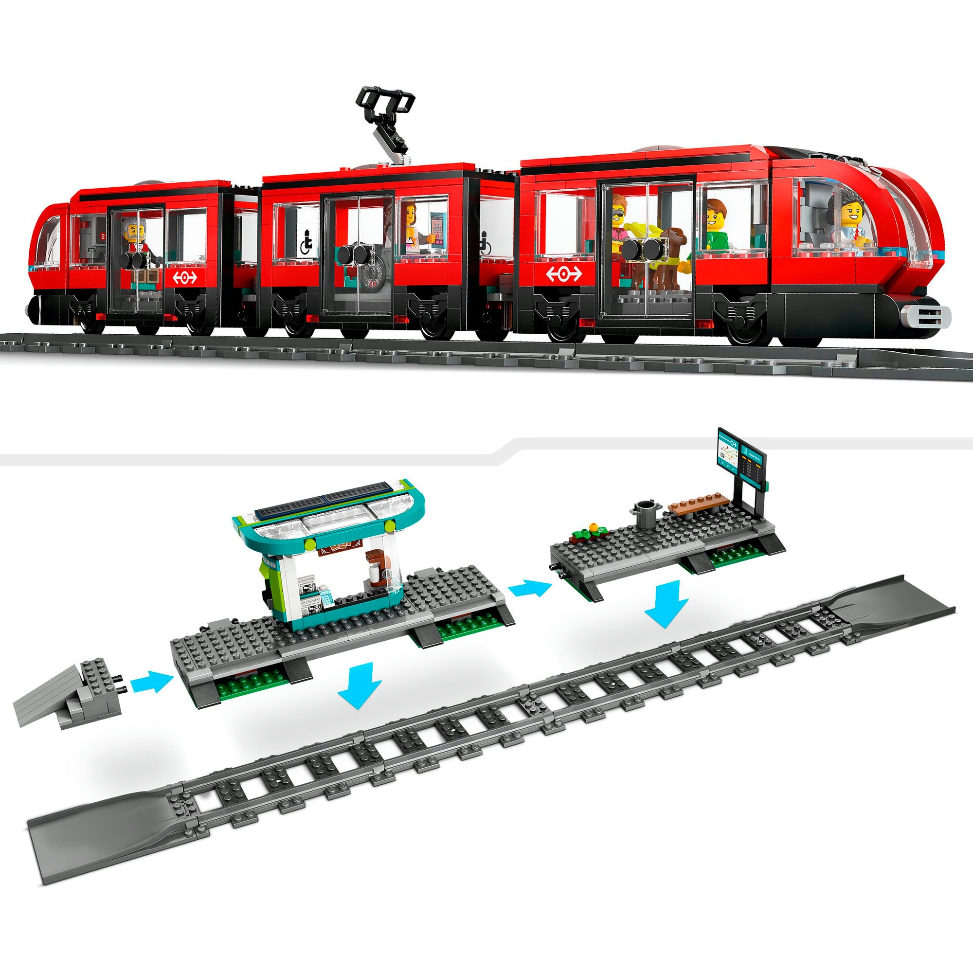 LEGO Konstruktionsspielzeug City Straßenbahn mit Haltestelle