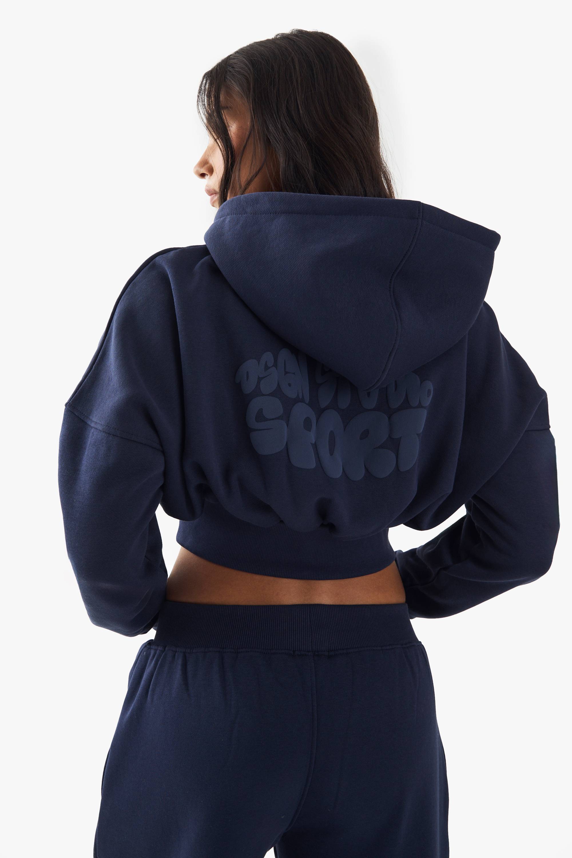 DSGN Studio Sport Bubble Print Boxy Crop Zip Through Hoodie