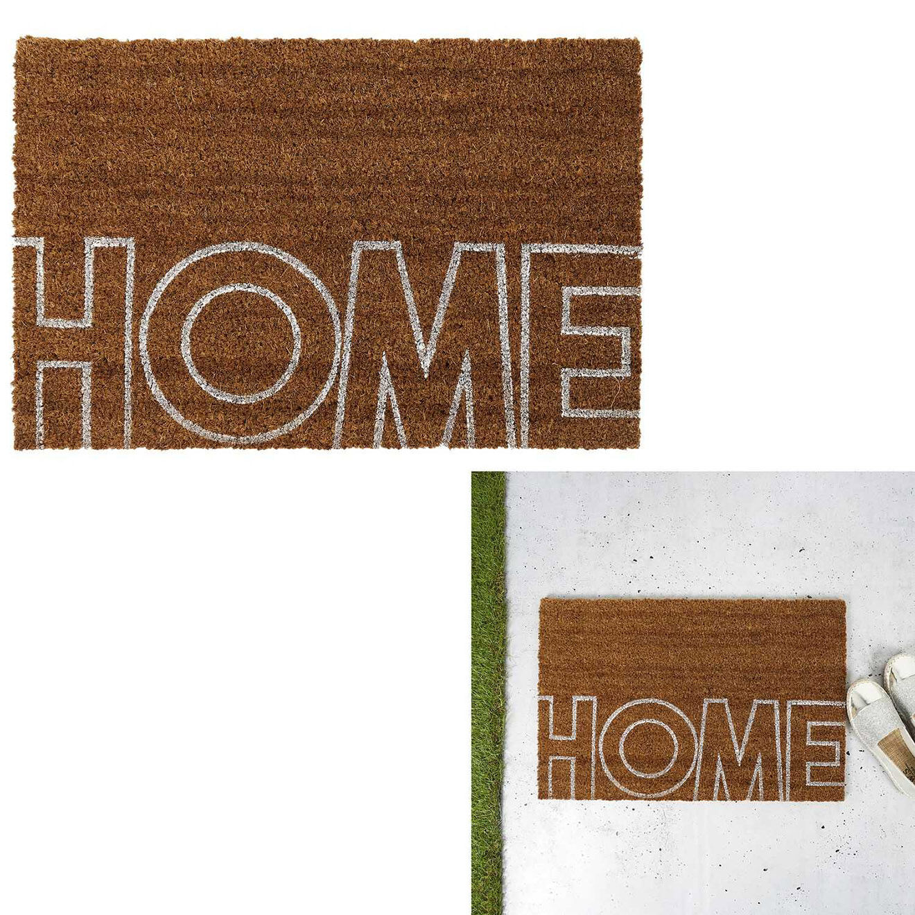 Home Deco Factory Paillasson blanc/marron - 60x1.5x40 cm
