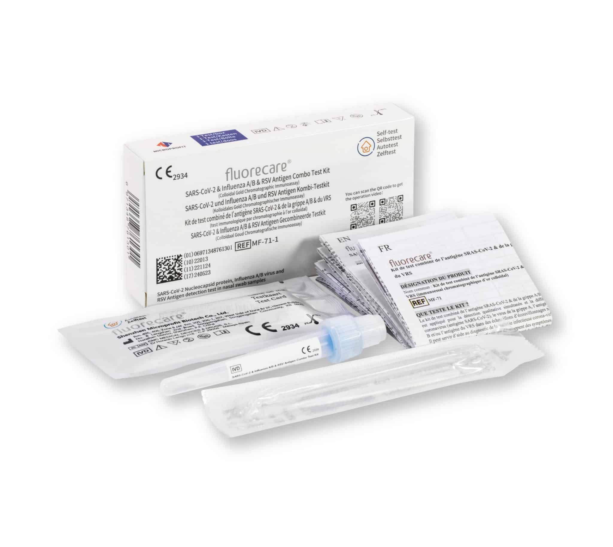 Fluorecare Kombi-Schnelltest (Covid & Influenza & RSV) | GRATIS parahealth Corona Tests