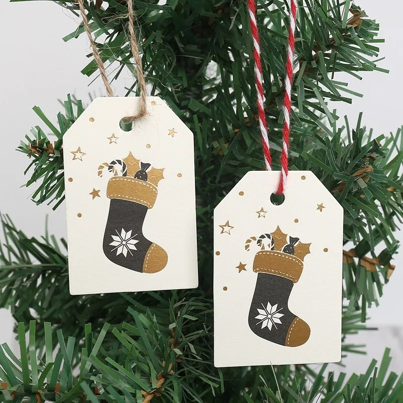 (100er Set) Weihnachts Geschenk Anhänger Christmas Gift Etiketten - Nikolausstiefel