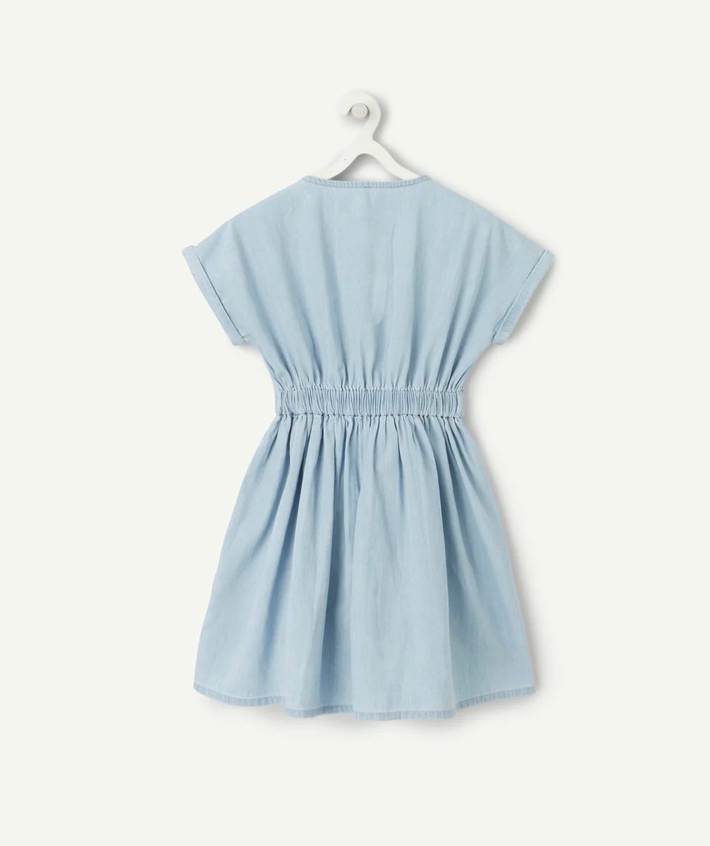 robe manches courtes fille en denim low impact avec noeud
